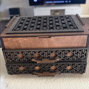 Elegant Brown Wooden Storage Box